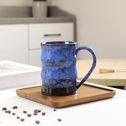 Taza cerámica grande 20oz con diseño bambú azul oscuro miniatura 6