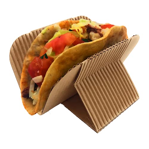 [50 COUNT] HARVEST PACK Disposable Kraft Taco Holder Stand, Serving Rack for Hot Dogs Waffle Sandwiches Shawarmas Gyros Pita Wraps