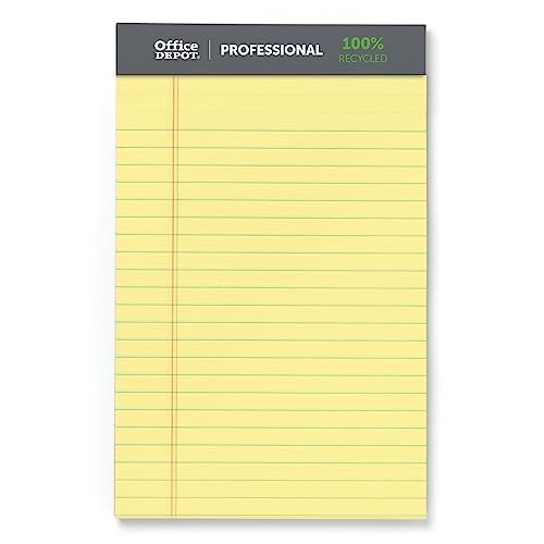 Office Depot® Blocos de escrita profissionais da marca, 12,7 x 20,3 cm, pautado estreito, 50 folhas,