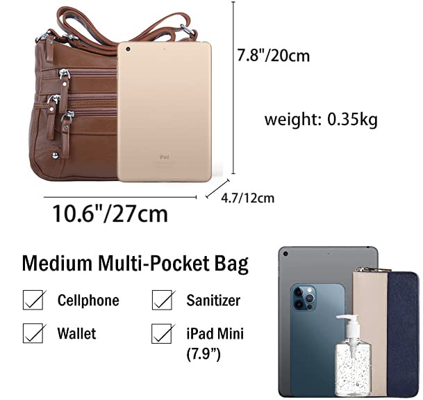 Image of ELDA 10 Pockets Crossbody Purses for Women Medium Pocketbooks Lightweight Ladies Satchel Bag Multi Pocket Shoulder Handbag