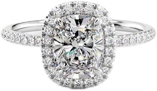 1–5 Ct Elongated Cushion Cut Lab Grown Diamond Ring VVS2 10K 14K 18K Solid Gold Lab Grown Diamond Engagement Ring Halo Solitaire Wedding Bridal Anniversary Ring Valentine Gift for Her(IGI Certified)