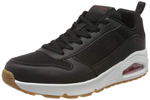 Skechers UNO, Zapatillas para Hombre, Negro (Black PU/Mesh/Red Trim BKRD), 43 EU