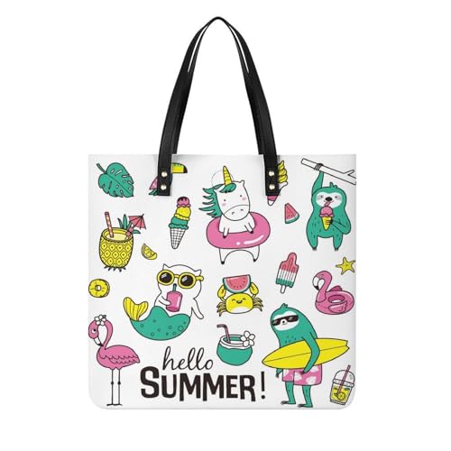 Sac à main shopper licorne sirène grand cabas toile femme