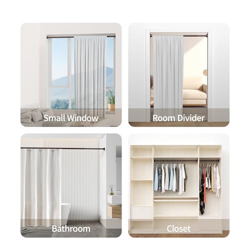 Image of Mcrbeay Shower Curtain Rod, 1 inch Diameter Heavy Duty Tension Shower Rod, Non Slip Adjustable 28-46 inch No Drilling Shower Curtain Rods Spring Tension For Bathroom, Shower Stall, No Rust, Bronze