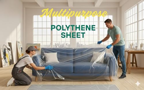 Image of Multipurpose Paint & Dust Protection Sheet Size-12x20 Ft | 170 GSM Waterproof Cover for Furniture, AC, Fridge, Wallpaper, Outdoor Area, Car, Bike, Plants - Protects from Paint, Sun & Rain (170 GSM)