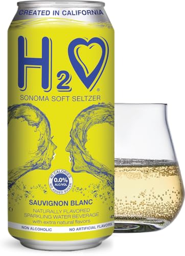 H2o Sauvignon Blanc – Complex Flavor Profile | Non-Alcoholic Wine-Infused Refreshment from California | 0.0% Alcohol | No Added Sugar, Low Calorie | 1 x 12 fl oz Cans (Bulk Pack, 1.5x Larger Format)