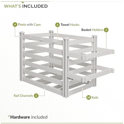 3.1ft H x 5.3ft W x 3ft L (1 Unit) Freestanding Zippity Pool Float Storage Organizer, Vinyl Pool Equipment Enclosure for Outdoor Toy Storage, Outdoor Storage Box & Pool Deck Caddy w/ Dividers, ZP19061