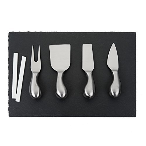 Slate Cheese Board & Knife Tool Set with Chalk [12" x 8"]