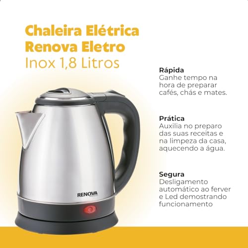 Chaleira Elétrica Inox 1,8 Litros Renova Eletro - 110V