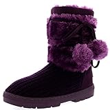Womens Pom Pom Fully Fur Lined Waterproof Winter Snow Boots