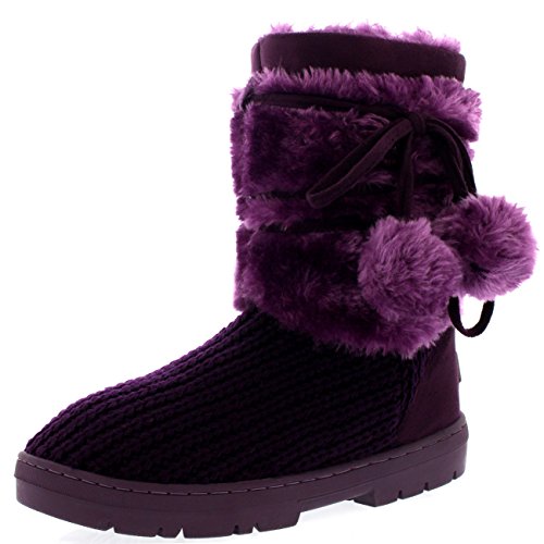 Holly Womens Pom Pom Waterproof Winter Snow Boots