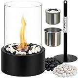 Cheminée bioéthanol de Table 28×16×16 cm – Pare-Flammes en Verre, brûleur Acier avec Fibre...