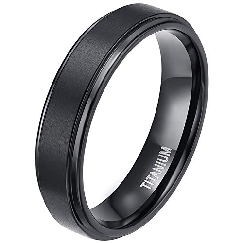 Zakk Bague de fiançailles en titane pour homme et femme Noir Alliance Bague Mariage de fiançailles Promesse 4mm 6mm 8mm (6mm,60 (19.1))