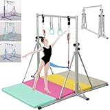 FC FUNCHEER Foldable Gymnastics Bar,5FT Horizontal bar,Adjustable Kids Training bar for Kids Ages 3-15,Kids Gymnastics bar,Triangle Stable Structure-Gym Equipment for Home