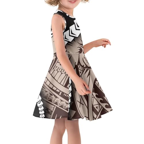 Girls Casual Dress Polynesian Tapa Puletasi Samoan Sleeveless Twirly Dresses 3-16 Years Children Party Dress4