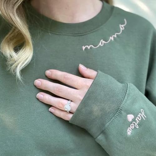 Custom Mama Embroidered Sweatshirt - Personalized With Kids Names for Women - Hoodie, Sweater - Gifts for New Mom, Aunt - Birthday, Mother\'s Day, Christmas