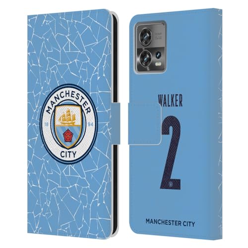 Head Case Designs Officially Licensed Manchester City Man City FC Kyle Walker 2020/21 Players Home Kit Group 2 Leather Book Wallet Case Cover Compatible with Motorola Moto Edge 30 Fusion