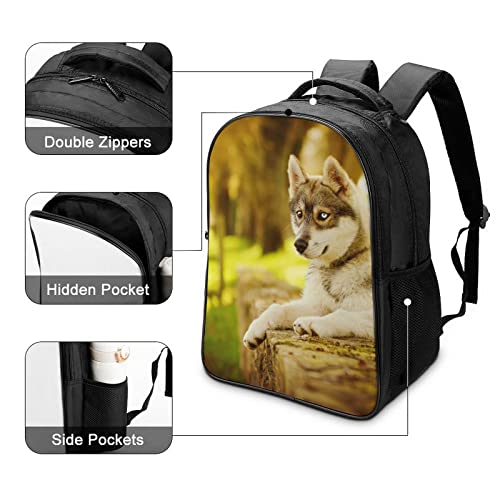 Mochila de moda para el colegio y excursiones con estampado husky 3D 4