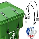 Trash Can Lid Lock, Augymer 2 Pack Garbage Can Locks for Animals Proof Metal Universal Lid Lock for Outdoor Garbage Cans Durable Rubber Coated Braided Wire Rope