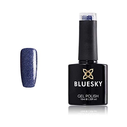 Bluesky Gel Nail Polish, Blue Raindrops A005, Blue, Dark, Glitter, Indigo, Long Lasting, Chip Resistant, 10 ml (Requires Curing Under UV LED Lamp)