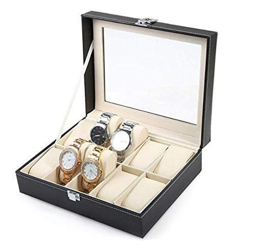 Boîte de montre en cuir PU solide, coffret de présentation de luxe pour 6 montres