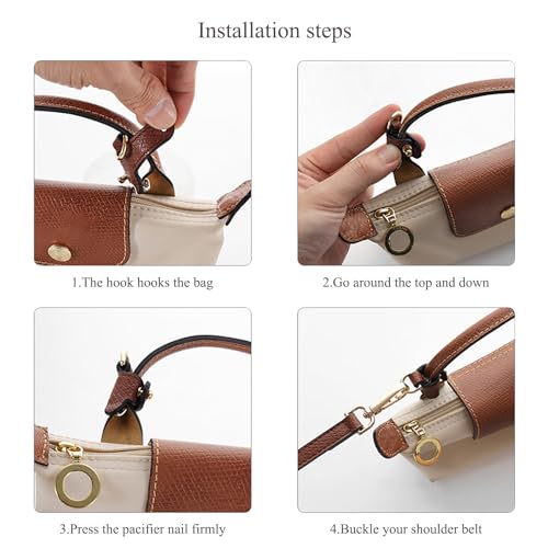 Image of Leather Purse Straps for Longchamp Conversion Kit, Leather Handbag Crossbody Shoulder Strap Adjustable for Women