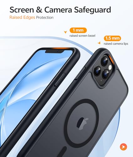 Image of FNTCASE for iPhone 11 Pro Max Case: [Compatible with Magsafe] Translucent Matte Magnetic Phone Cover - Military Grade Drop Protection Shockproof Protective for iPhone 11Pro Max 2019 Cases - Black