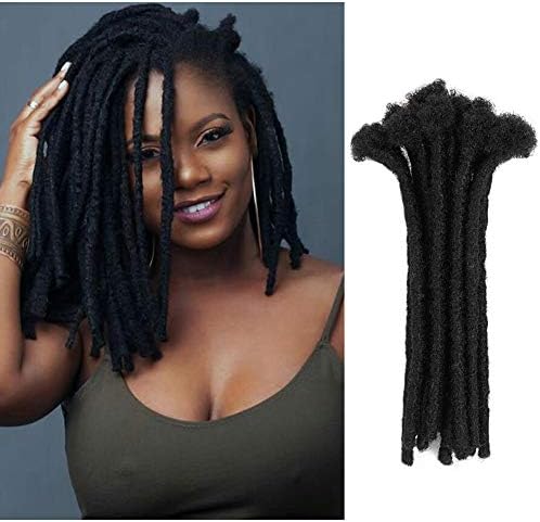 100% Human Hair Dreadlocks Extensions Handmade Sold 10 to a Bundle Natual Black Solid Color… (#1, 20 Inch(30Strands))