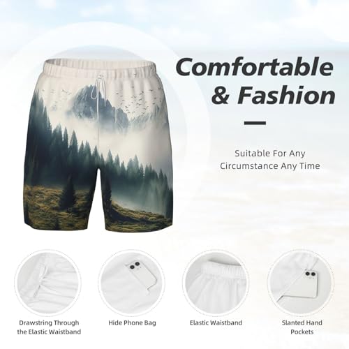 Men's Swim Trunks Quick Dry Board Shorts Landscape Mountain Beach Shorts with Pocket Bathing Suits for Men4