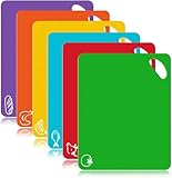 Schneidebretter aus Kunststoff, 6 Stück, flexible Schneidebrett-Matten, Küchengeschenk mit farbkodierten, Dicke von 1,2 mm