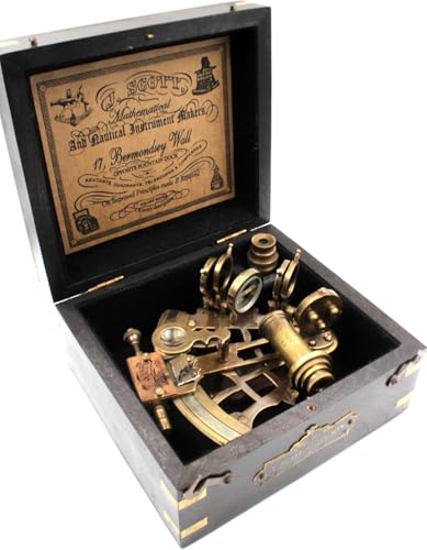 J. Scott London Antique Brass Sextant, Vintage Nautical Maritime Navigation