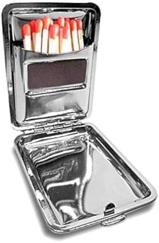 Amazon.co.jp: マッチケース ステンレス 摩擦板搭載 ワンタッチ開閉式