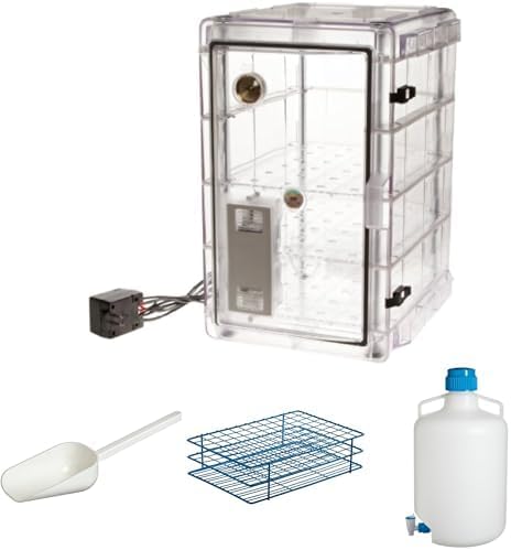 SP Bel-Art Desiccator 1.9 cu. ft. + SP Bel-Art Scoop Pack of 100 + SP Bel-Art Tube Rack 96-Place + SP Bel-Art 20L Carboy with Spigot – Complete Lab Kit – Total 198 Units – Bundle of 4