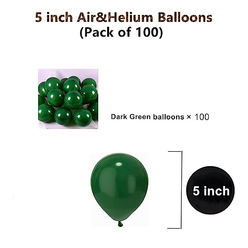 Image of 5 inch Dark Green Party Balloons, 100 pcs Mini Green Latex Balloons for Birthday Wedding Baby Shower Decorations(Dark Green)