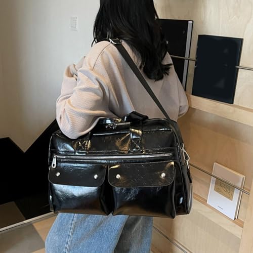 Sac de sport multi-compartiments étanche en PU café avec sangle réglable - 4