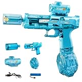 StimuVariety Electric Water Gun for Adults Kids, Transparent Automatic Squirt Watergun with Water Spray Sound and Led Lights, Summer Outdoor Water Pistol Pool Beach Party Toys for Boys Girls, Blue