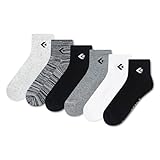 Converse Women's Quarter Sock, Black/White/6-Pack, One Size