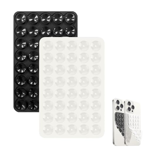 2-Pack Doppelseitiger Saugnapf-Handy-Griff und Halterung – Handsfreie Nutzung, wiederverwendbar und Starkes Halten für Selfies, Videogespräche und mehr (Transparent+Black)