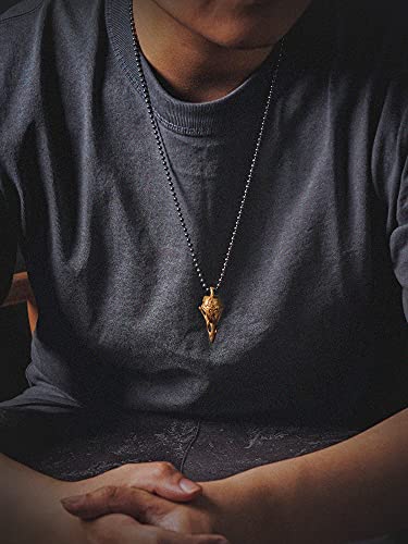 Coppertist.Wu P-Z0077HHNN Raven Skull Pendant Necklace Gothic Punk Crow Amulet Brass Animal Head Witcher Charm Jewelry Gift thumb #1