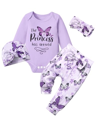 Image of BAVADER Baby Girl Clothes Infant Newborn Baby Clothes for Girls Long Sleeve Romper Pant Sets Letter Prints Baby Girl Outfits