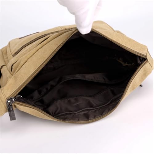 11.8in Vintage Shoulder Bag, Canvas, Casual Messenger Crossbody Bag, Multi Pocket, Large Capacity, for Travel Work Busines4