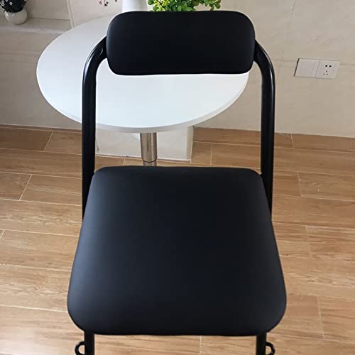 Tabouret pliant gain de place avec assise rembourrée blanche et dossier