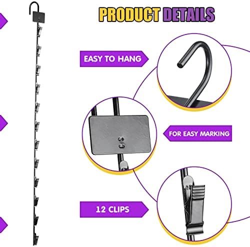 Coume 6 Pcs Chip Display Hanging Merchandise Strip with Hook Potato Snack Bag Display Holder for Store Concession Retail to Increase Organize (Black)