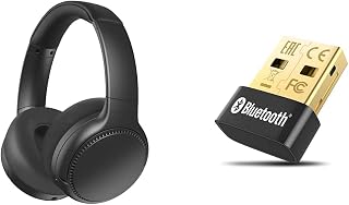 Panasonic RB-M700BE-K Deep Bass Wireless Overhead Headphones - Black, One Size & TP-Link Nano USB Bluetooth 4.0 Adapter for PC Laptop Desktop Computer, Long Range Bluetooth Dongle/Receive