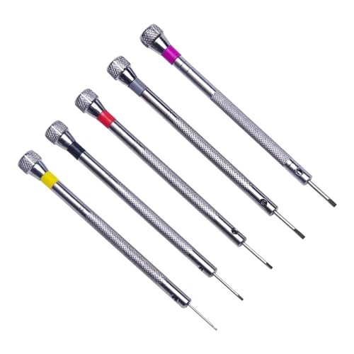 Aqxyju Lot de 5 tournevis en acier de 0,8 à 1,6 mm for la réparation de montres, outils de montre portables, retrait de bracelet avec broches de liaison, outils d'horloger