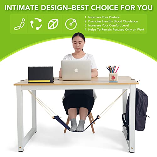 Foot Hammock Under Desk Footrest | Adjustable Office Foot Rest Under Desk Hammock | Portable Desk Feet Hammock With Headphones Holder (Black) #TOP5