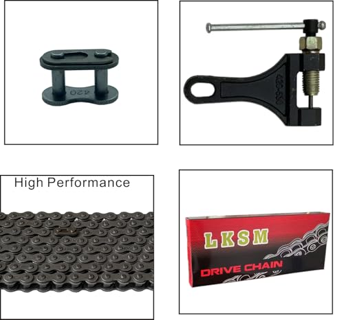 Image of 420 Motorcycle Chain 132 Link with Chain Breaker | Standard Roller Chain with 6 Connecting Master Link for 100cc 110cc 125cc Mini ATV Quad Go Kart Scooter