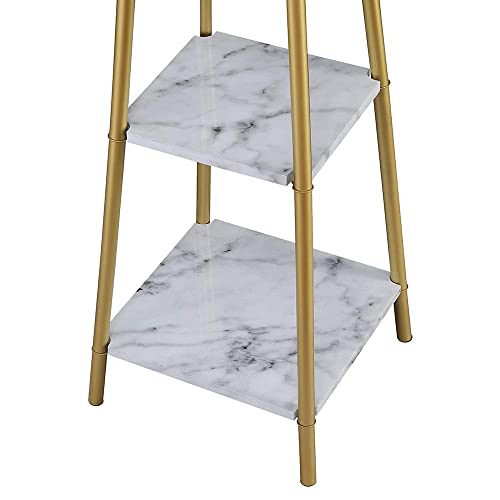 Rosen Garden Floor Lamp, Standing Reading Light With Shelves And Gold Shade, Modern Tall Pole Lamp, Accent Furniture Décor Lighting For Living Room, Bedrooms #TOP5
