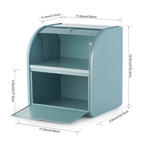 Esilihom Bread Bin, Bread Bins for Kitchen, 2-Layer | Large | Roll Top | 30 x 24.5 x 32.5cm, Green - Cosy Home Interiors Esilihom Bread Bin, Bread Bins for Kitchen, 2-Layer | Large | Roll Top | 30 x 24.5 x 32.5cm, Green - Image 7
