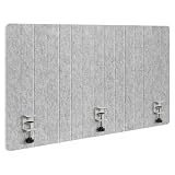 Keemute 48' Desktop Privacy Screen - Sound Absorbing Felt Panel, Clamp-On Foldable Office Divider for Desk, Silver Gray